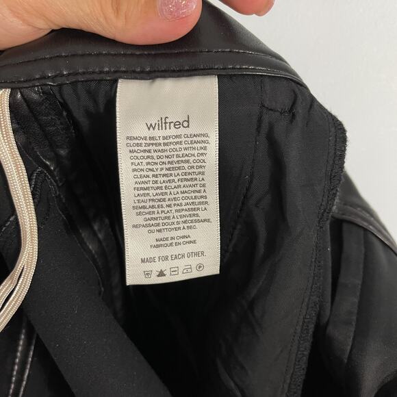 Aritzia Wilfred High Waisted Tie Belt Black Faux Leather Pants Size 2 - Picture 15 of 16
